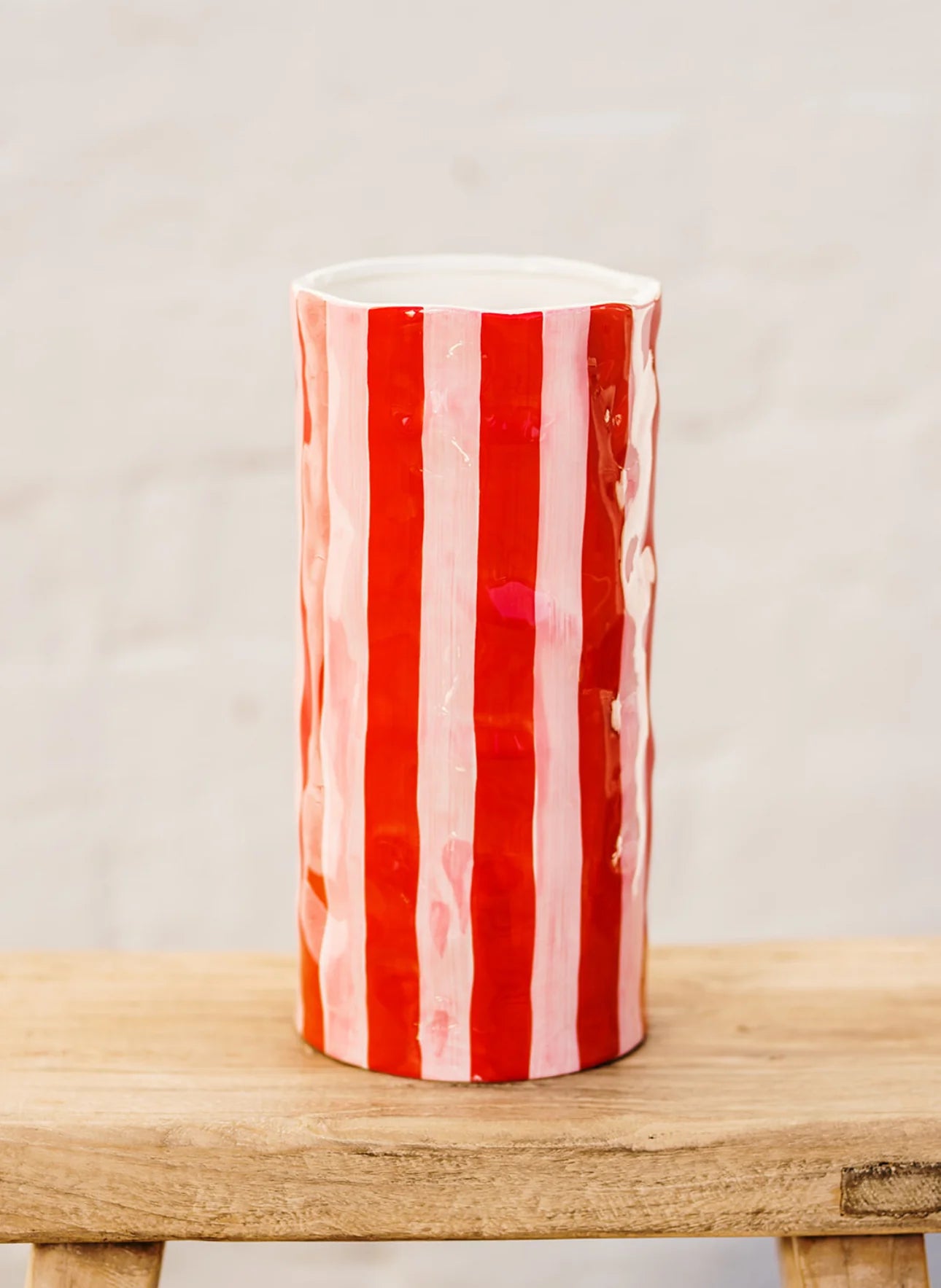 Medium Vase - Red & Pink Stripe