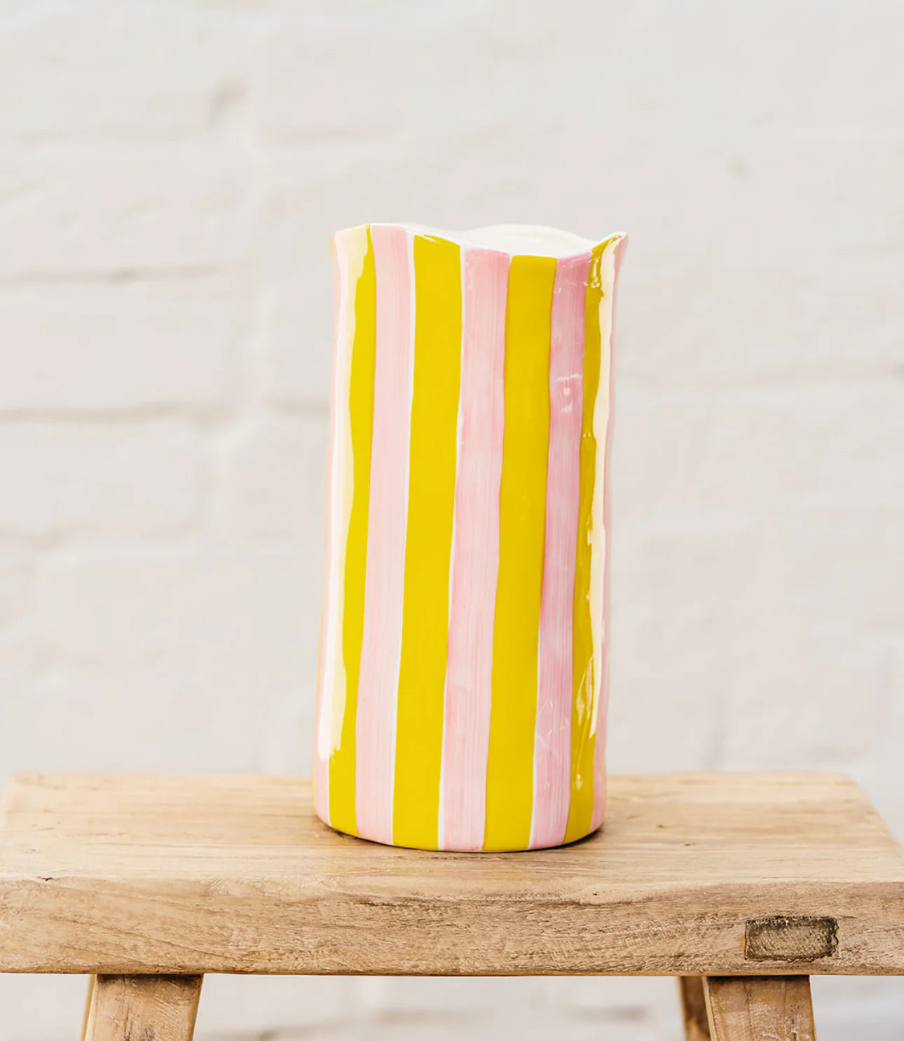 Large Vase - Pink & Yellow Stripe