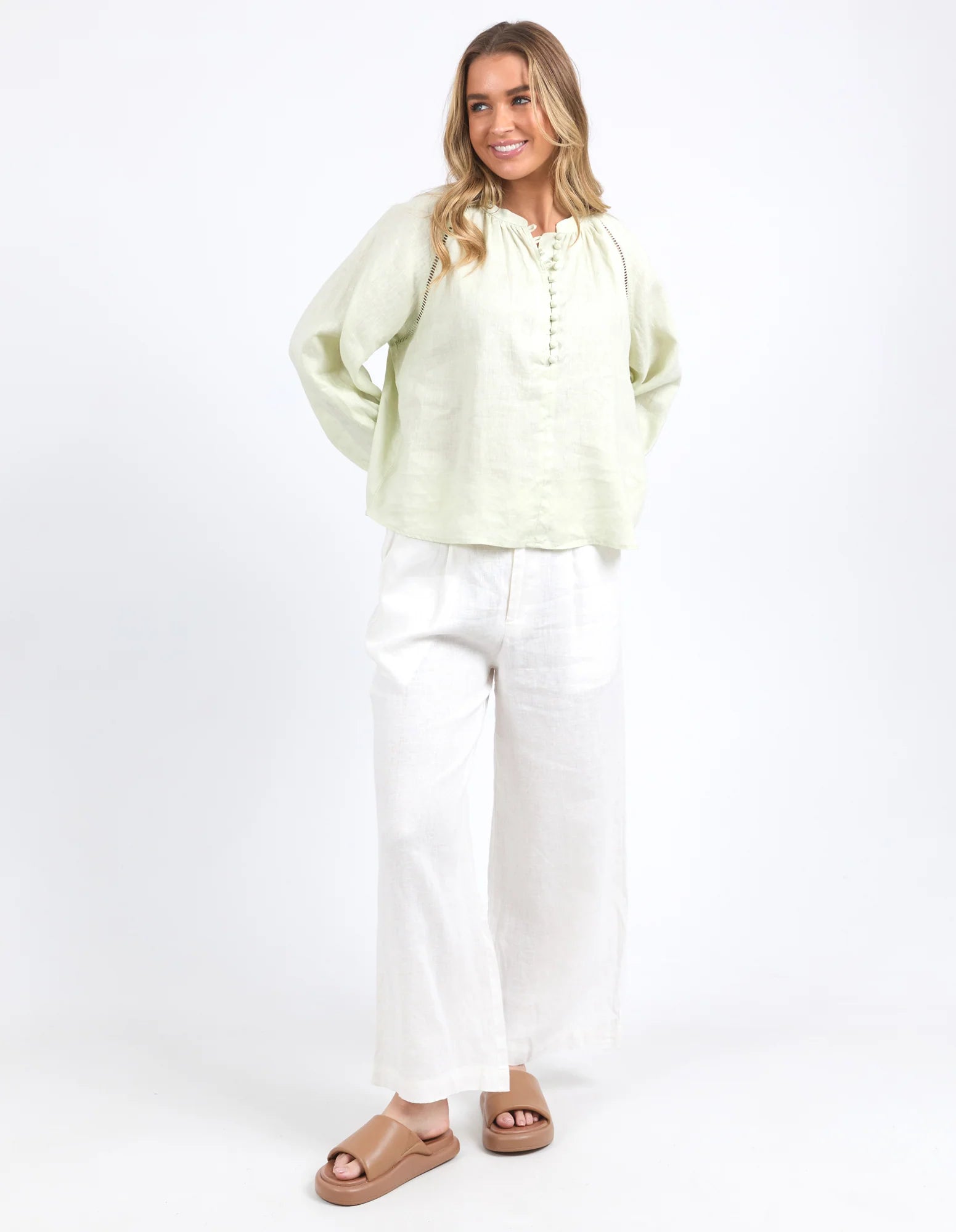 Elina Wide Leg Pant Vintage White